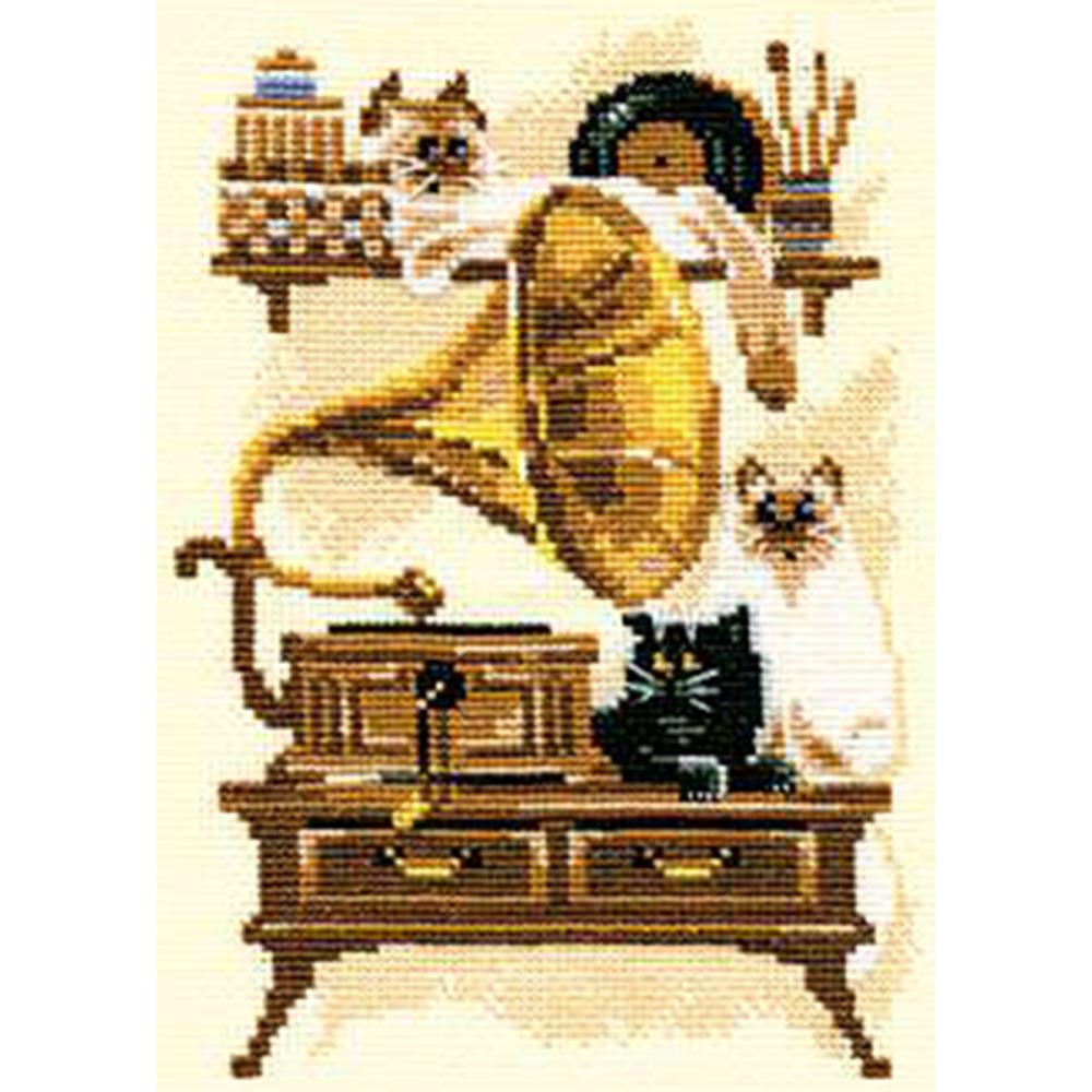 Cat With Gramophone (15 Count)